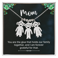 Personalized Engraved Kid Charm Necklace for Mom - Mother's Day Gift - You are the Glue that Holds our Family
