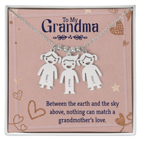 Personalized Engraved Kid Charm Necklace for Grandma - Mother's Day Gift - Between the Earth and the Sky Above