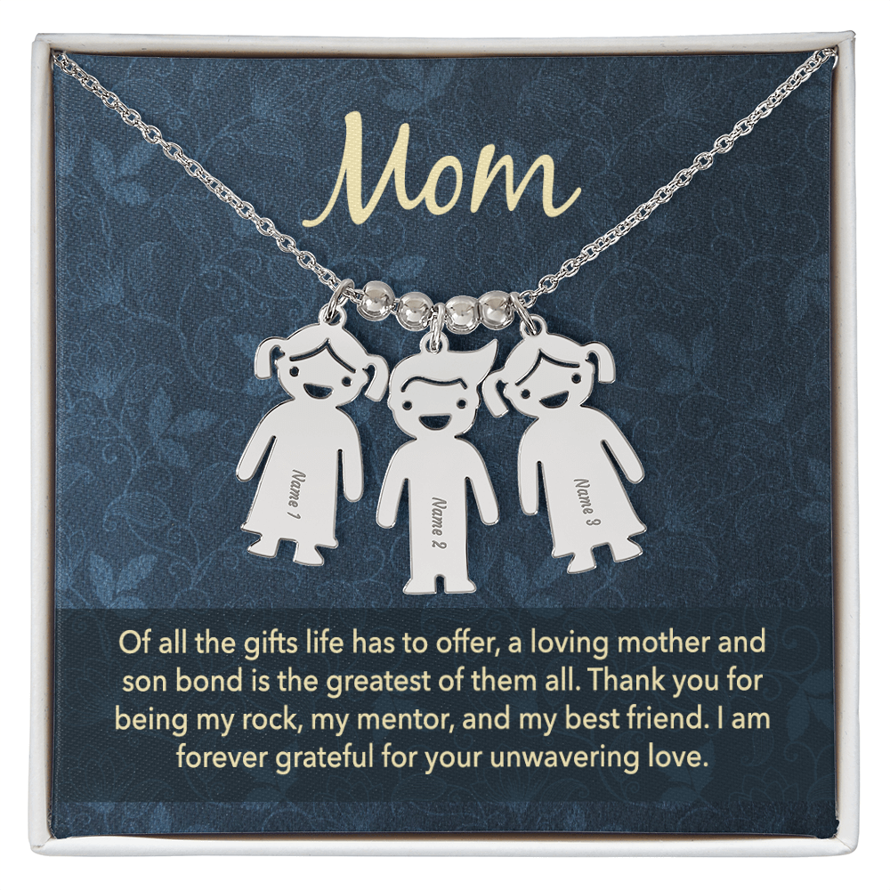 Personalized Engraved Kid Charm Necklace for Mom - Mother's Day Gift - Of all the Gifts Life has to Offer