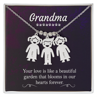 Personalized Engraved Kid Charm Necklace for Grandma - Mother's Day Gift - Your Love is Like a Beautiful Garden