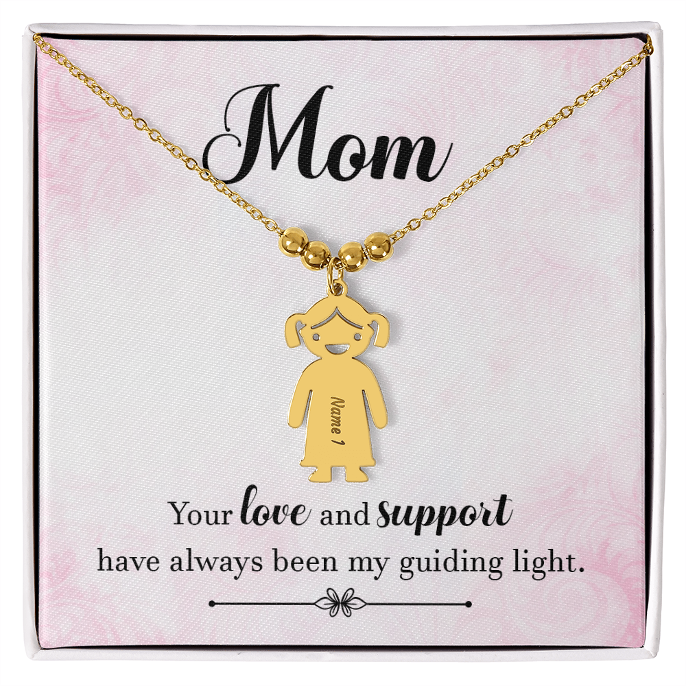 Personalized Engraved Kid Charm Necklace for Mom - Mother's Day Gift - Your Love and Support