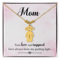 Personalized Engraved Kid Charm Necklace for Mom - Mother's Day Gift - Your Love and Support