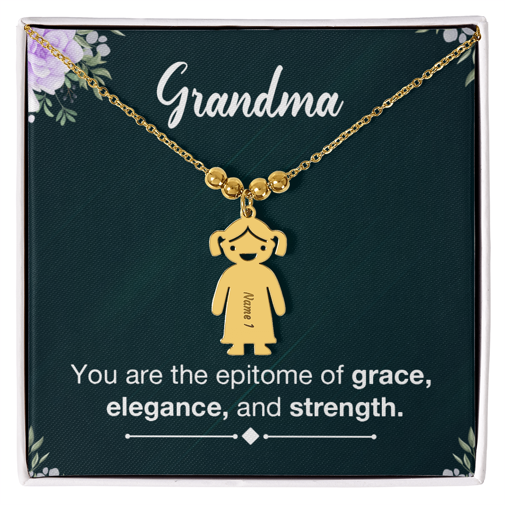 Personalized Engraved Kid Charm Necklace for Grandma - Mother's Day Gift - You are the Epitome og Grace