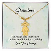 Personalized Engraved Kid Charm Necklace for Grandma - Mother's Day Gift - Your Hugs and Kisses