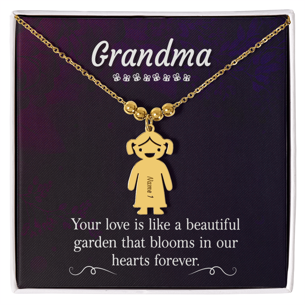 Personalized Engraved Kid Charm Necklace for Grandma - Mother's Day Gift - Your Love is Like a Beautiful Garden