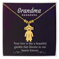 Personalized Engraved Kid Charm Necklace for Grandma - Mother's Day Gift - Your Love is Like a Beautiful Garden