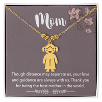 Personalized Engraved Kid Charm Necklace for Mom - Mother's Day Gift - Through Distance May Separate Us