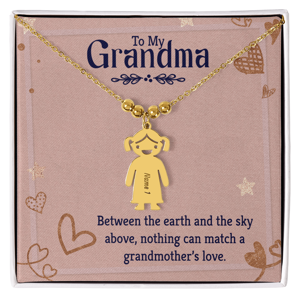Personalized Engraved Kid Charm Necklace for Grandma - Mother's Day Gift - Between the Earth and the Sky Above