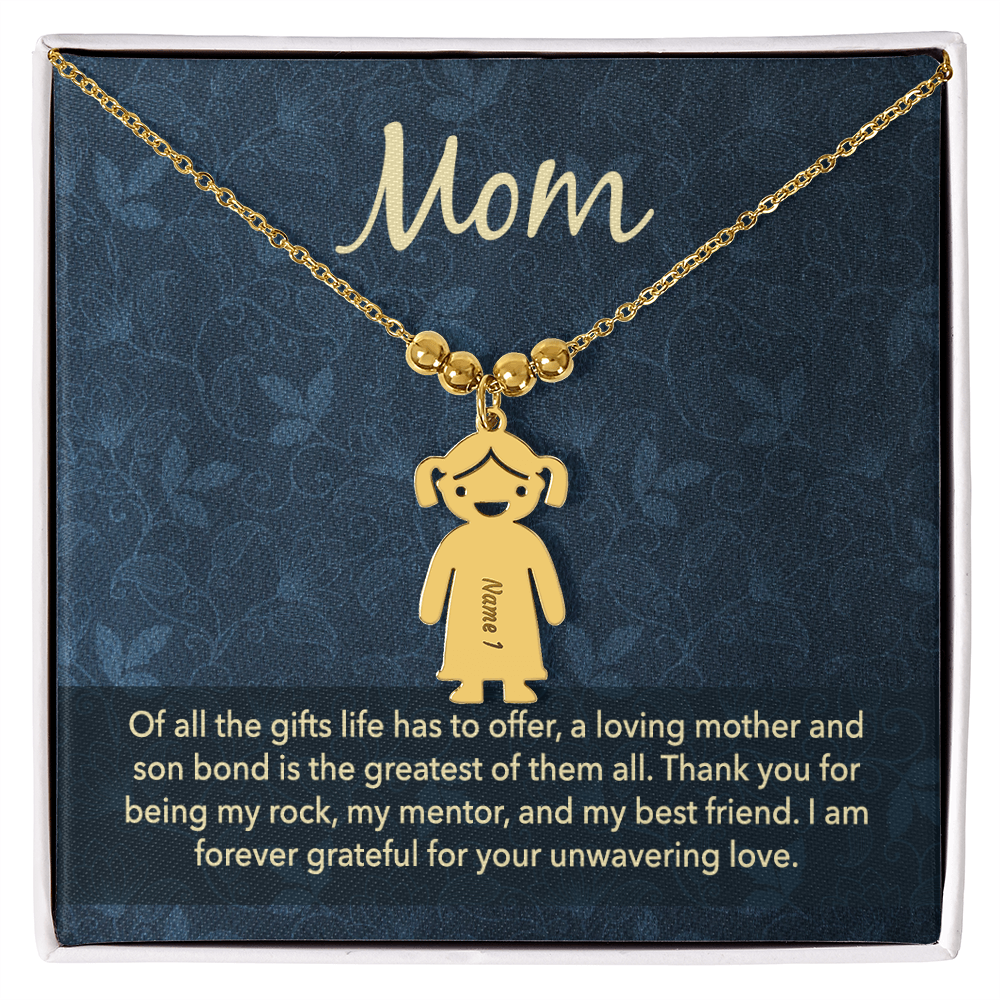 Personalized Engraved Kid Charm Necklace for Mom - Mother's Day Gift - Of all the Gifts Life has to Offer