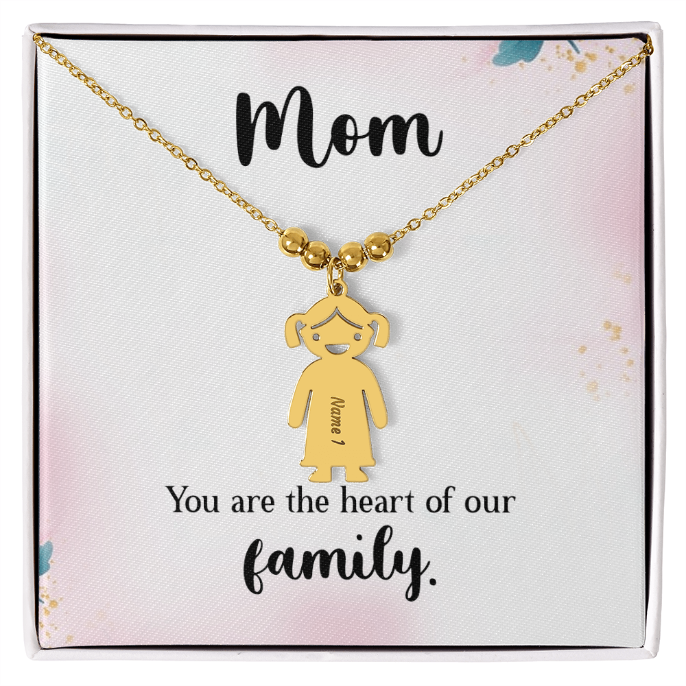 Personalized Engraved Kid Charm Necklace for Mom - Mother's Day Gift - You are the the Heart of our Family