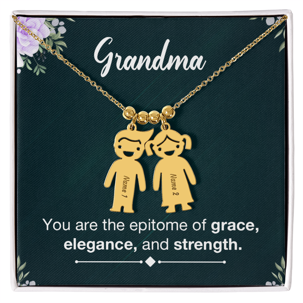 Personalized Engraved Kid Charm Necklace for Grandma - Mother's Day Gift - You are the Epitome og Grace