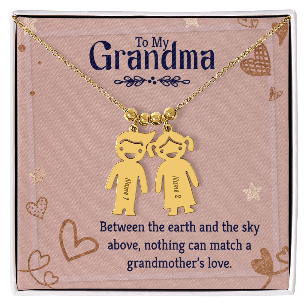 Personalized Engraved Kid Charm Necklace for Grandma - Mother's Day Gift - Between the Earth and the Sky Above