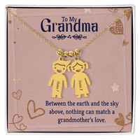 Personalized Engraved Kid Charm Necklace for Grandma - Mother's Day Gift - Between the Earth and the Sky Above