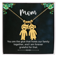 Personalized Engraved Kid Charm Necklace for Mom - Mother's Day Gift - You are the Glue that Holds our Family