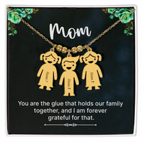 Personalized Engraved Kid Charm Necklace for Mom - Mother's Day Gift - You are the Glue that Holds our Family
