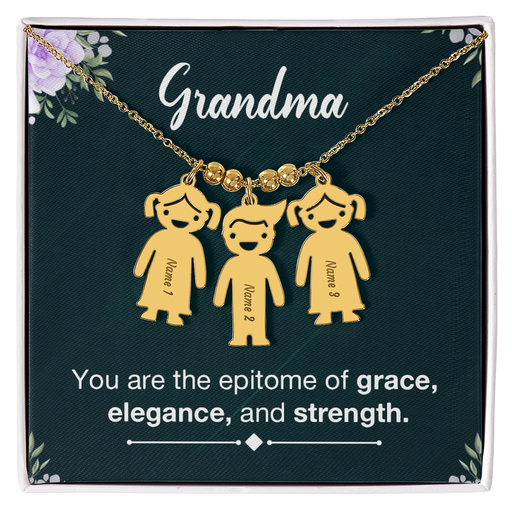 Personalized Engraved Kid Charm Necklace for Grandma - Mother's Day Gift - You are the Epitome og Grace