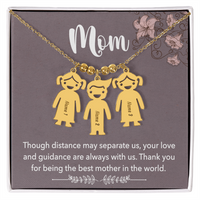Personalized Engraved Kid Charm Necklace for Mom - Mother's Day Gift - Through Distance May Separate Us