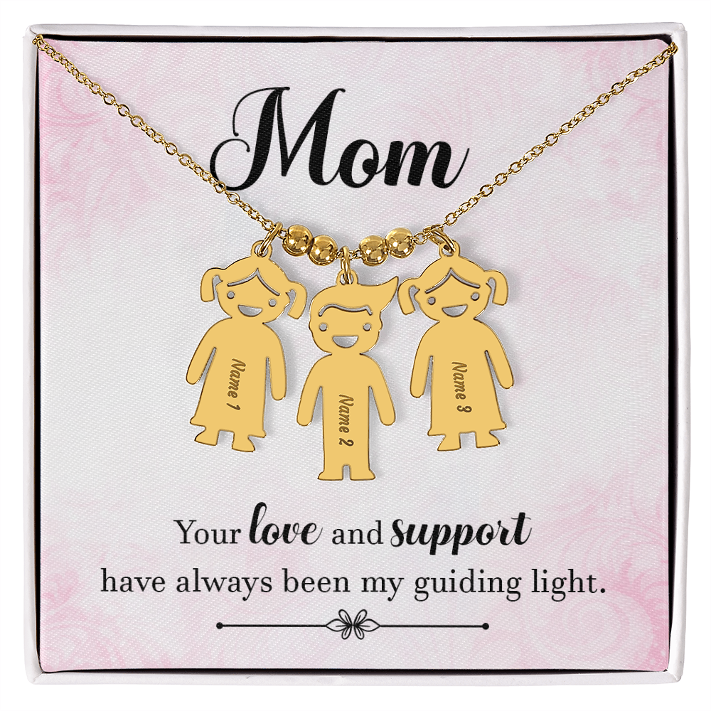 Personalized Engraved Kid Charm Necklace for Mom - Mother's Day Gift - Your Love and Support