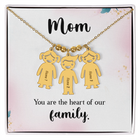 Personalized Engraved Kid Charm Necklace for Mom - Mother's Day Gift - You are the the Heart of our Family