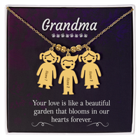Personalized Engraved Kid Charm Necklace for Grandma - Mother's Day Gift - Your Love is Like a Beautiful Garden