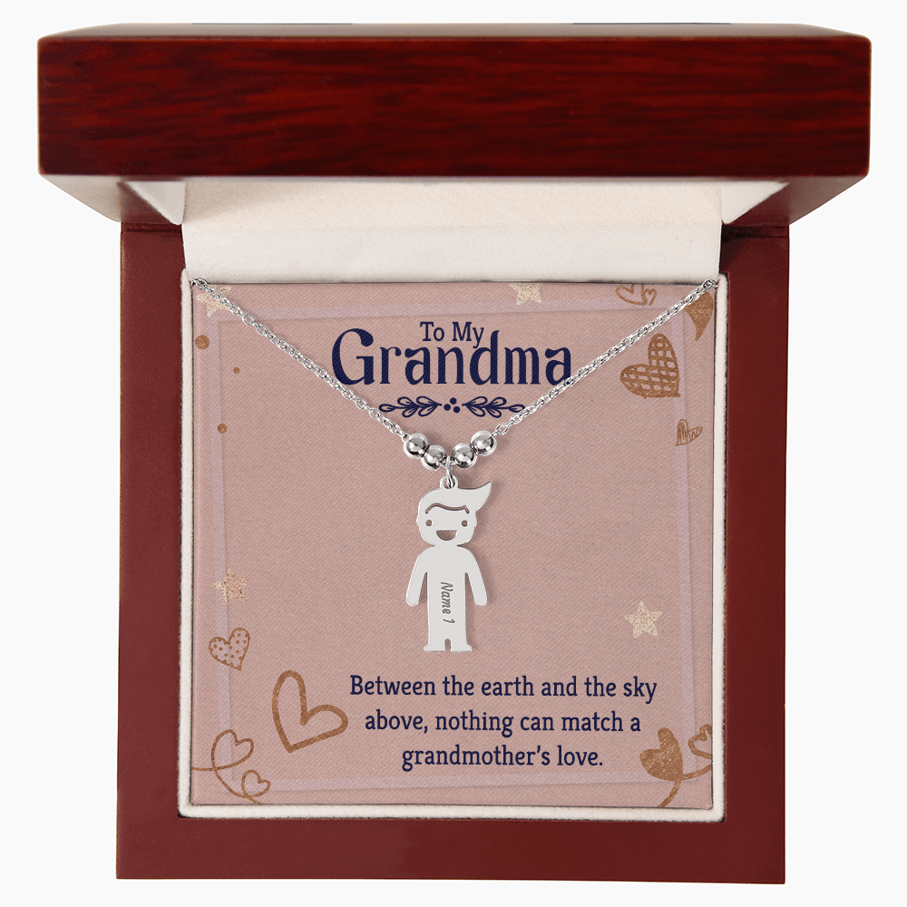 Personalized Engraved Kid Charm Necklace for Grandma - Mother's Day Gift - Between the Earth and the Sky Above