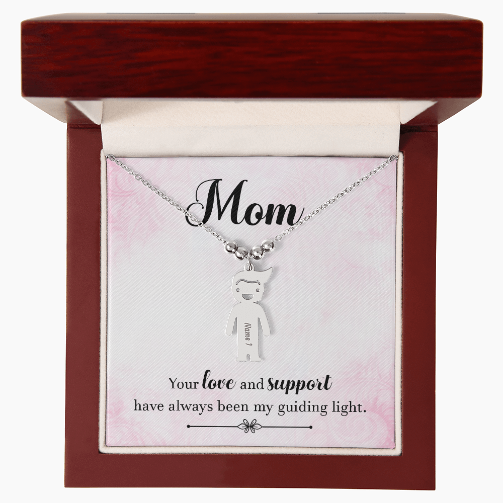 Personalized Engraved Kid Charm Necklace for Mom - Mother's Day Gift - Your Love and Support