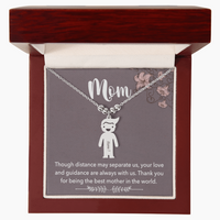 Personalized Engraved Kid Charm Necklace for Mom - Mother's Day Gift - Through Distance May Separate Us
