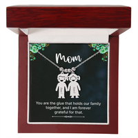Personalized Engraved Kid Charm Necklace for Mom - Mother's Day Gift - You are the Glue that Holds our Family
