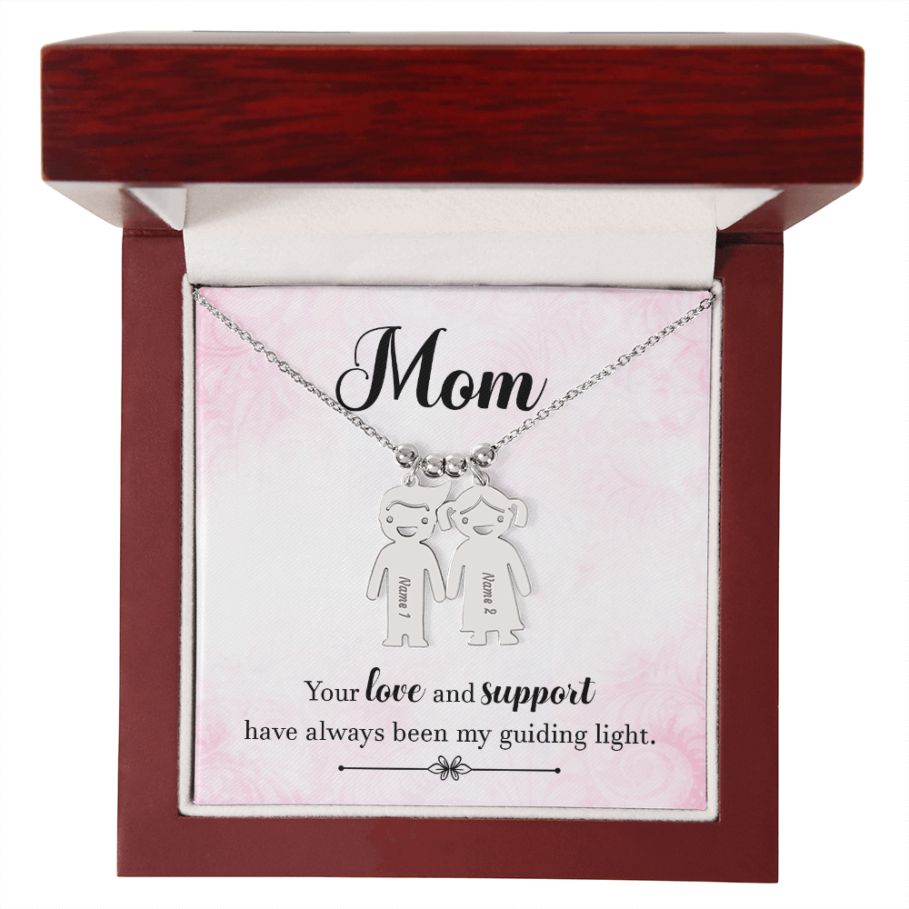 Personalized Engraved Kid Charm Necklace for Mom - Mother's Day Gift - Your Love and Support