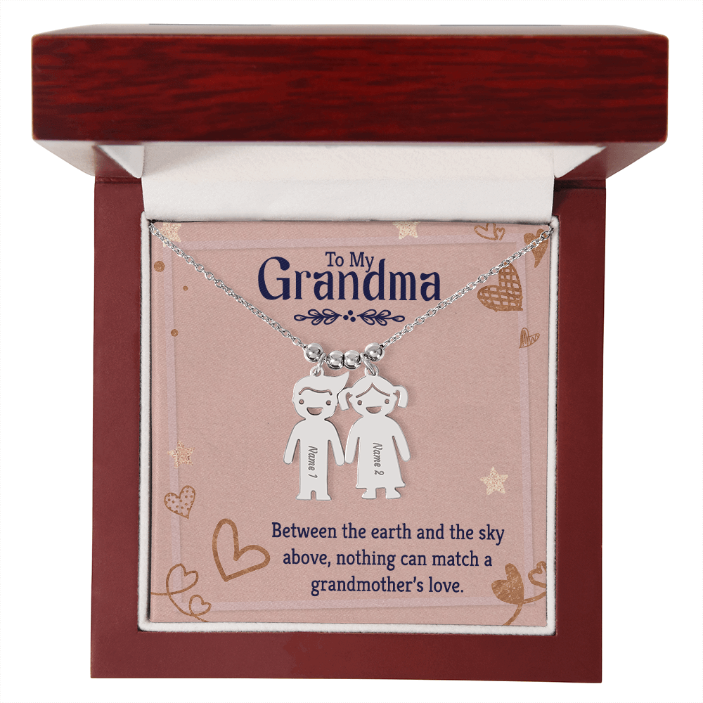 Personalized Engraved Kid Charm Necklace for Grandma - Mother's Day Gift - Between the Earth and the Sky Above