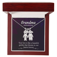 Personalized Engraved Kid Charm Necklace for Grandma - Mother's Day Gift - Your Love is Like a Beautiful Garden