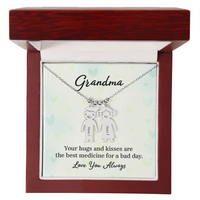 Personalized Engraved Kid Charm Necklace for Grandma - Mother's Day Gift - Your Hugs and Kisses