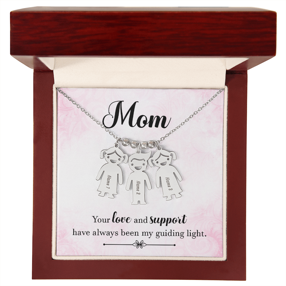 Personalized Engraved Kid Charm Necklace for Mom - Mother's Day Gift - Your Love and Support