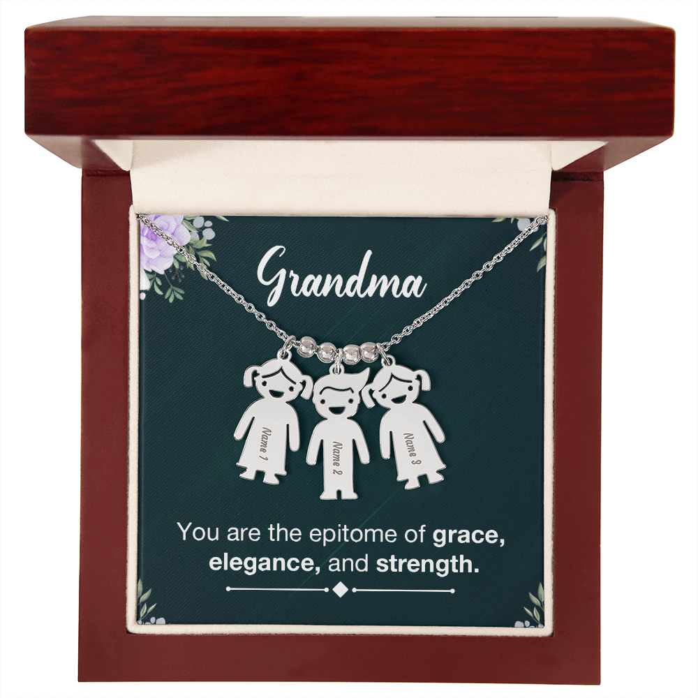 Personalized Engraved Kid Charm Necklace for Grandma - Mother's Day Gift - You are the Epitome og Grace
