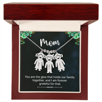 Personalized Engraved Kid Charm Necklace for Mom - Mother's Day Gift - You are the Glue that Holds our Family