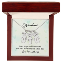 Personalized Engraved Kid Charm Necklace for Grandma - Mother's Day Gift - Your Hugs and Kisses