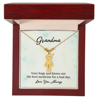 Personalized Engraved Kid Charm Necklace for Grandma - Mother's Day Gift - Your Hugs and Kisses