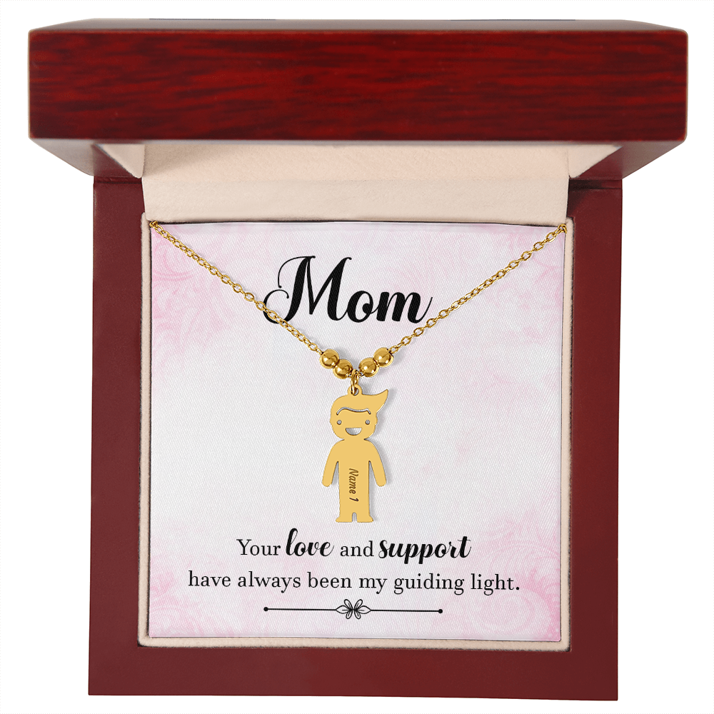 Personalized Engraved Kid Charm Necklace for Mom - Mother's Day Gift - Your Love and Support