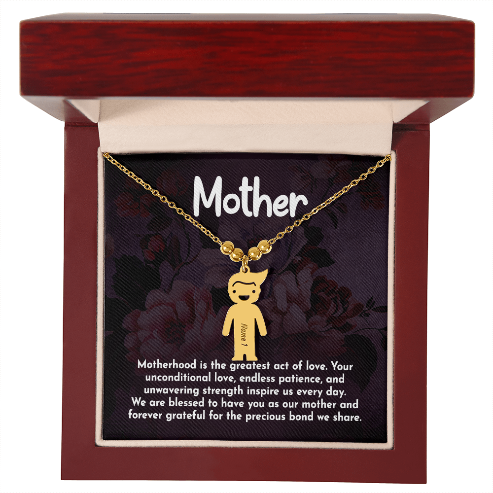 Personalized Engraved Kid Charm Necklace for Mother- Mother's Day Gift - Motherhood is the Greatest Act of Love