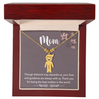 Personalized Engraved Kid Charm Necklace for Mom - Mother's Day Gift - Through Distance May Separate Us