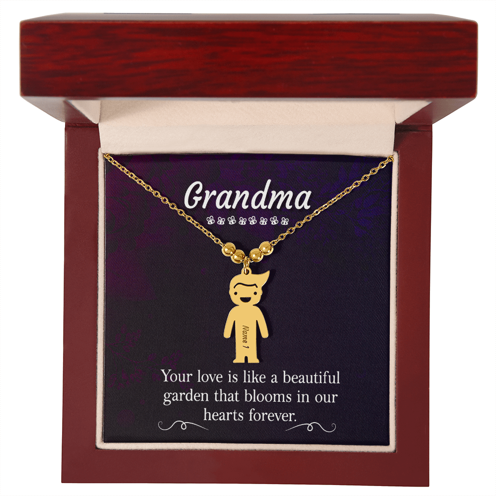 Personalized Engraved Kid Charm Necklace for Grandma - Mother's Day Gift - Your Love is Like a Beautiful Garden
