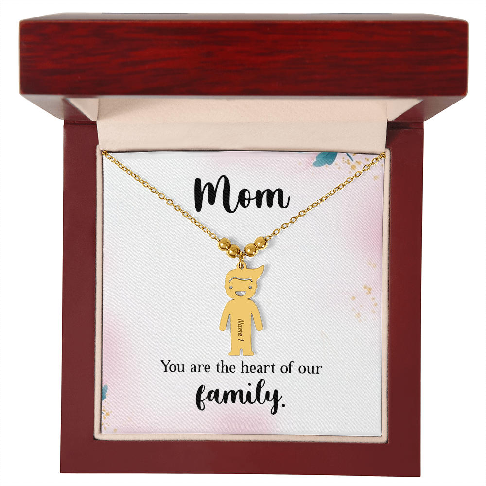 Personalized Engraved Kid Charm Necklace for Mom - Mother's Day Gift - You are the the Heart of our Family