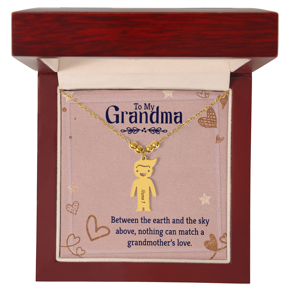 Personalized Engraved Kid Charm Necklace for Grandma - Mother's Day Gift - Between the Earth and the Sky Above
