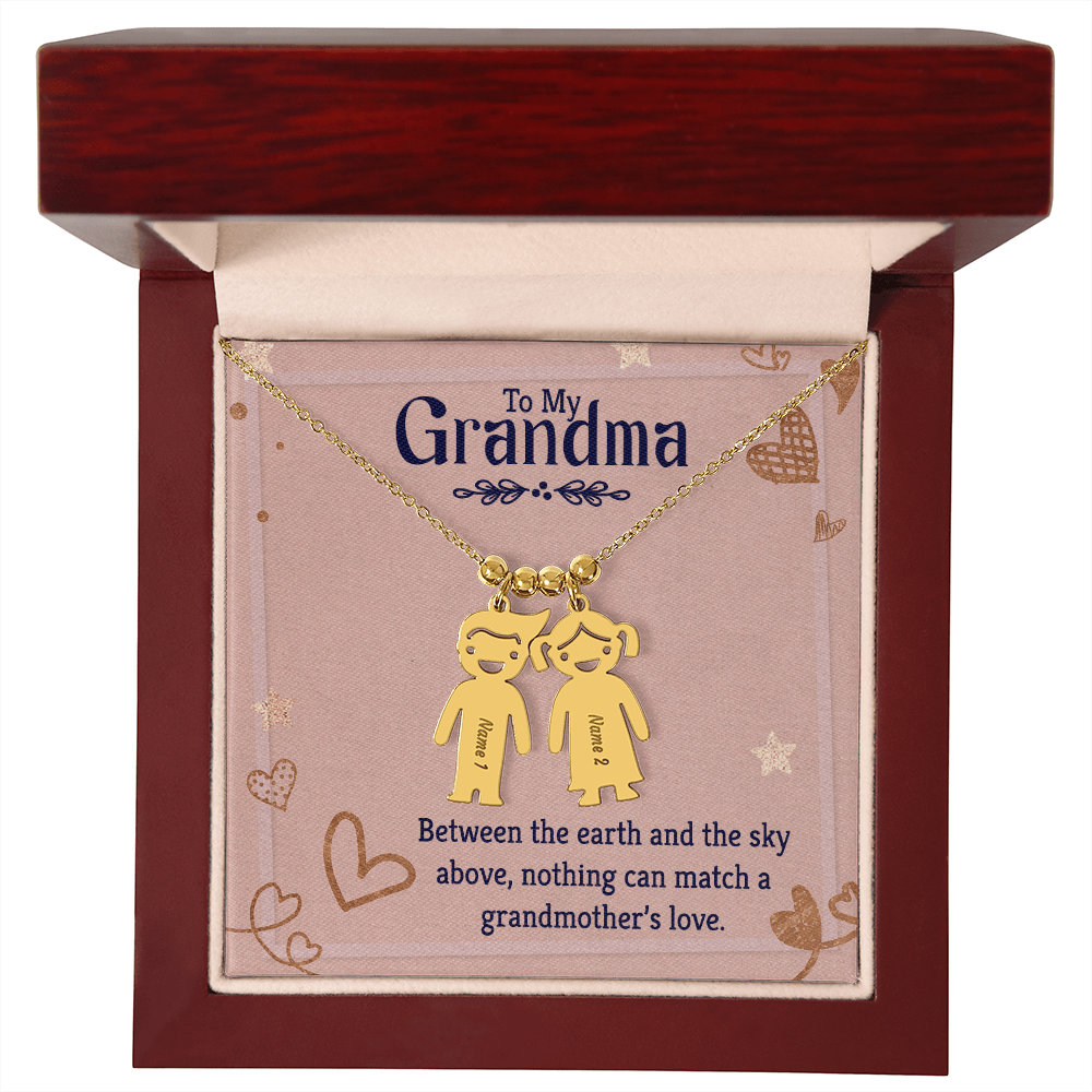 Personalized Engraved Kid Charm Necklace for Grandma - Mother's Day Gift - Between the Earth and the Sky Above