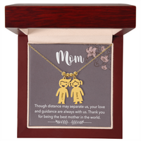 Personalized Engraved Kid Charm Necklace for Mom - Mother's Day Gift - Through Distance May Separate Us