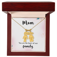 Personalized Engraved Kid Charm Necklace for Mom - Mother's Day Gift - You are the the Heart of our Family