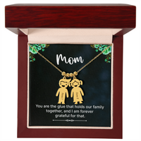 Personalized Engraved Kid Charm Necklace for Mom - Mother's Day Gift - You are the Glue that Holds our Family