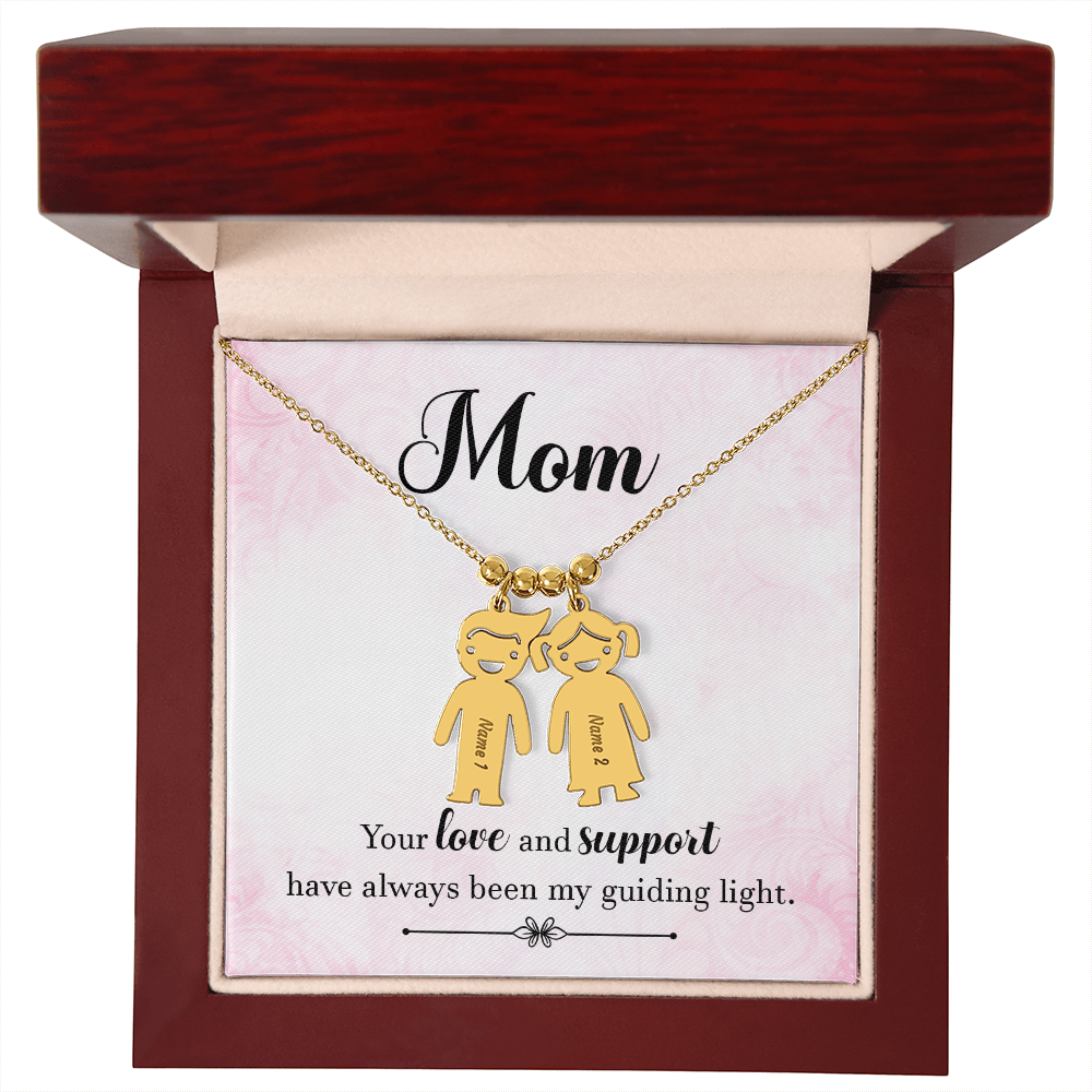 Personalized Engraved Kid Charm Necklace for Mom - Mother's Day Gift - Your Love and Support