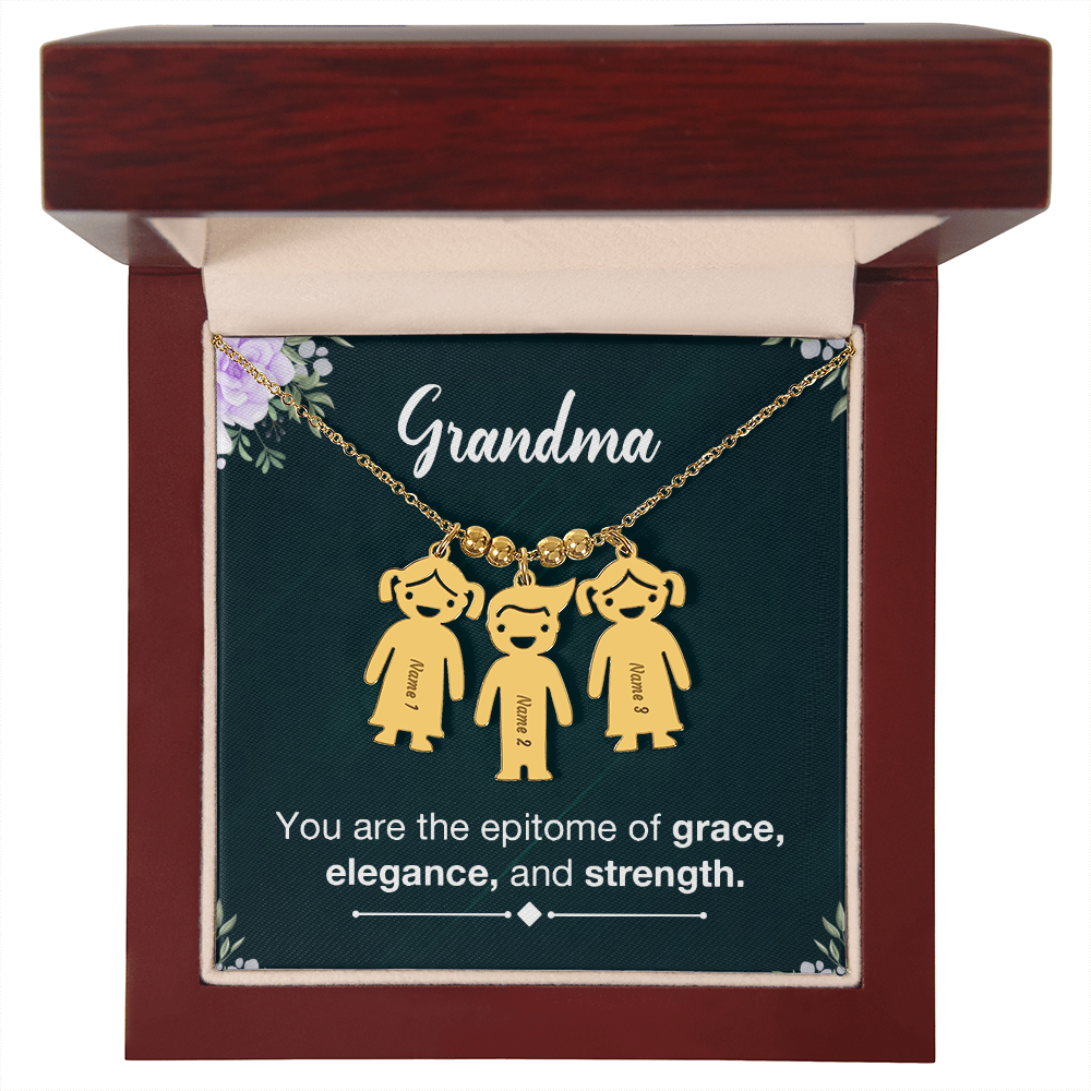 Personalized Engraved Kid Charm Necklace for Grandma - Mother's Day Gift - You are the Epitome og Grace