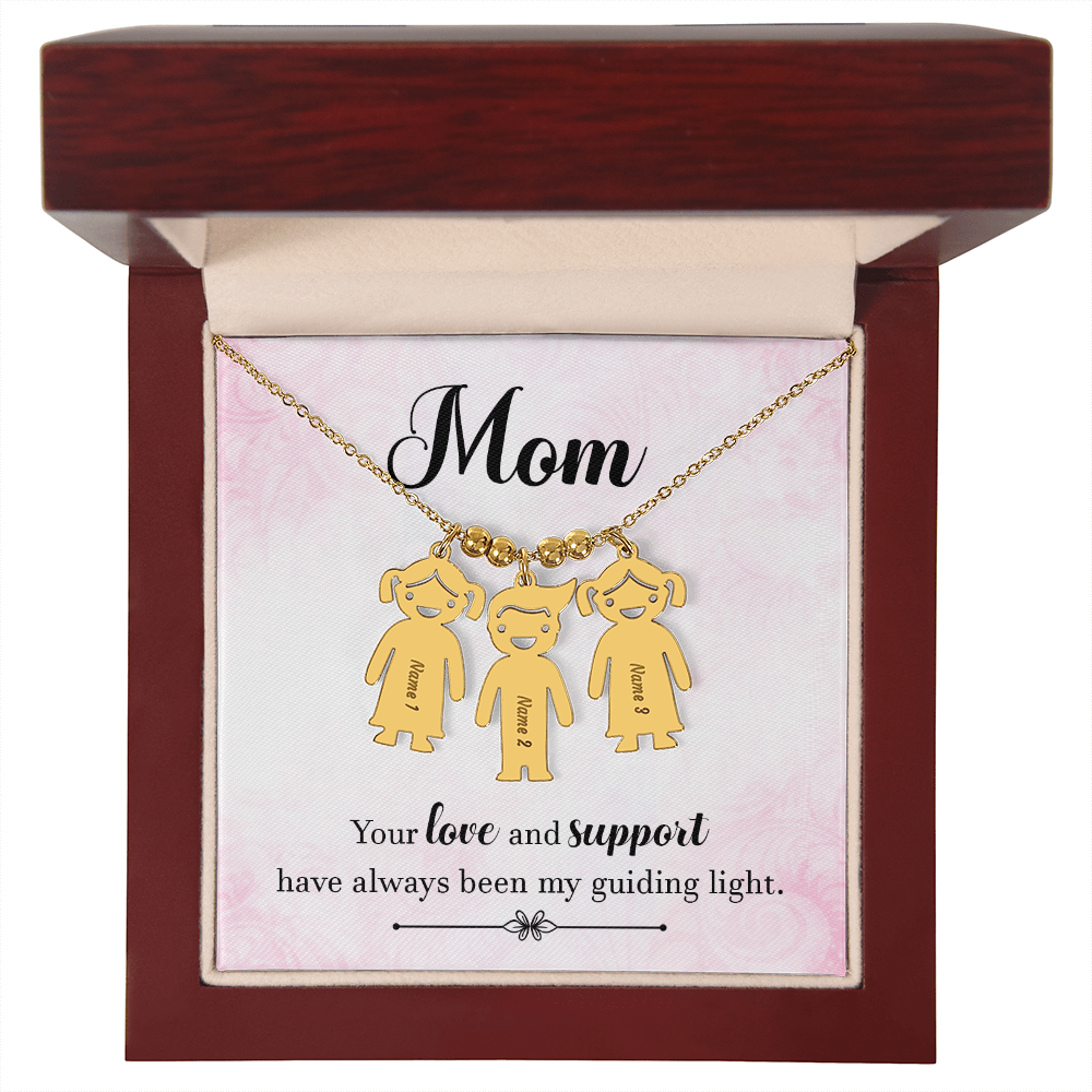 Personalized Engraved Kid Charm Necklace for Mom - Mother's Day Gift - Your Love and Support